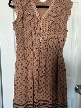 Louis Vuitton Beige Monogram Ruffle Dress
